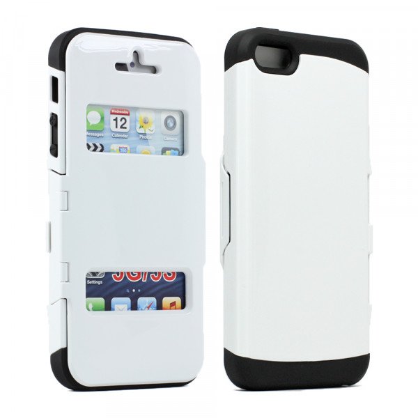 Wholesale Apple iPhone 5/5S Slim Armor Flip Cover (White)